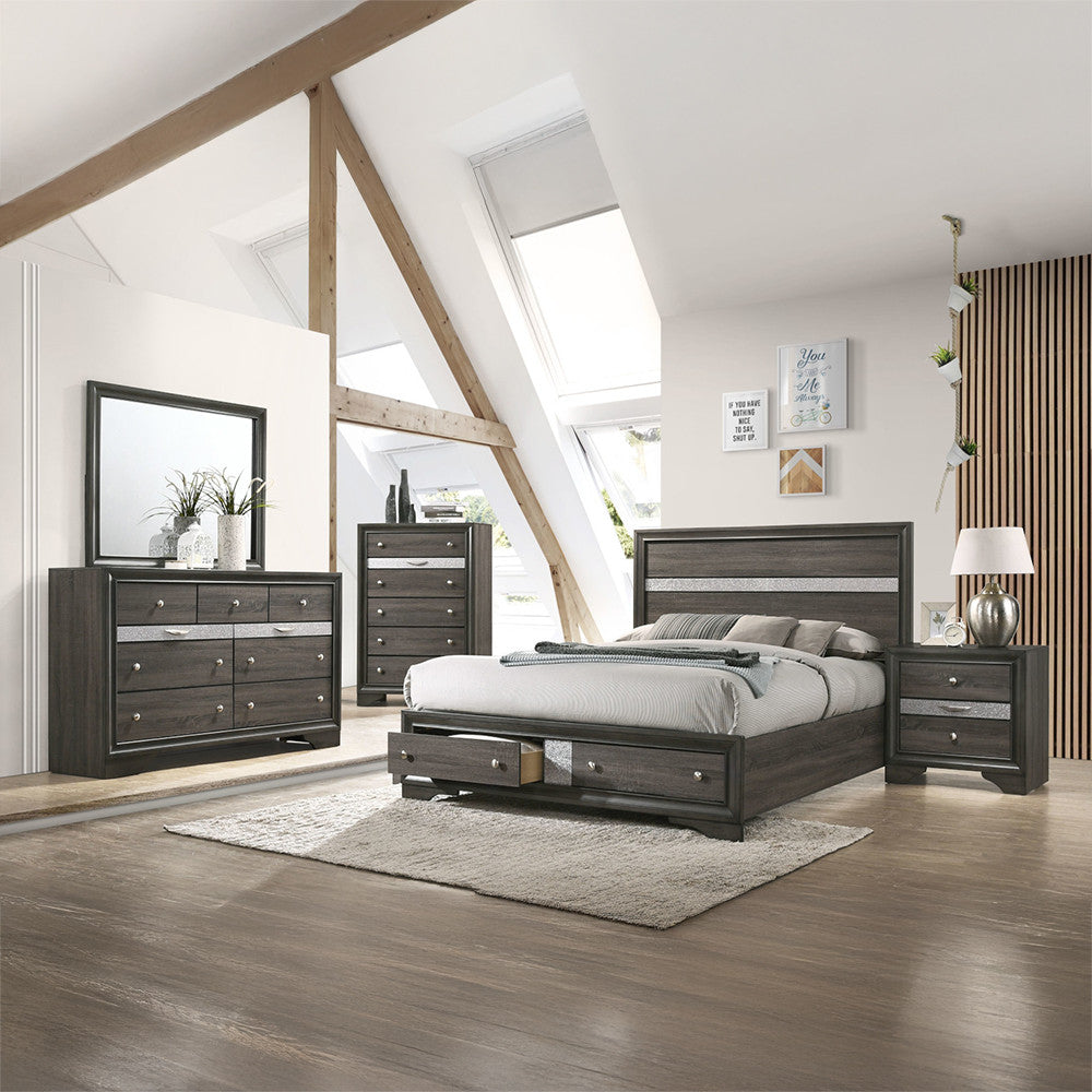 ACME 25967EK Naima Queen Bed with Storage, Black (1Set/3Ctn)