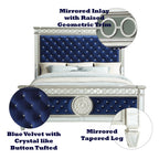ACME 26150Q Varian Queen Bed, Blue Velvet & Mirrored (1Set/3Ctn)  1
