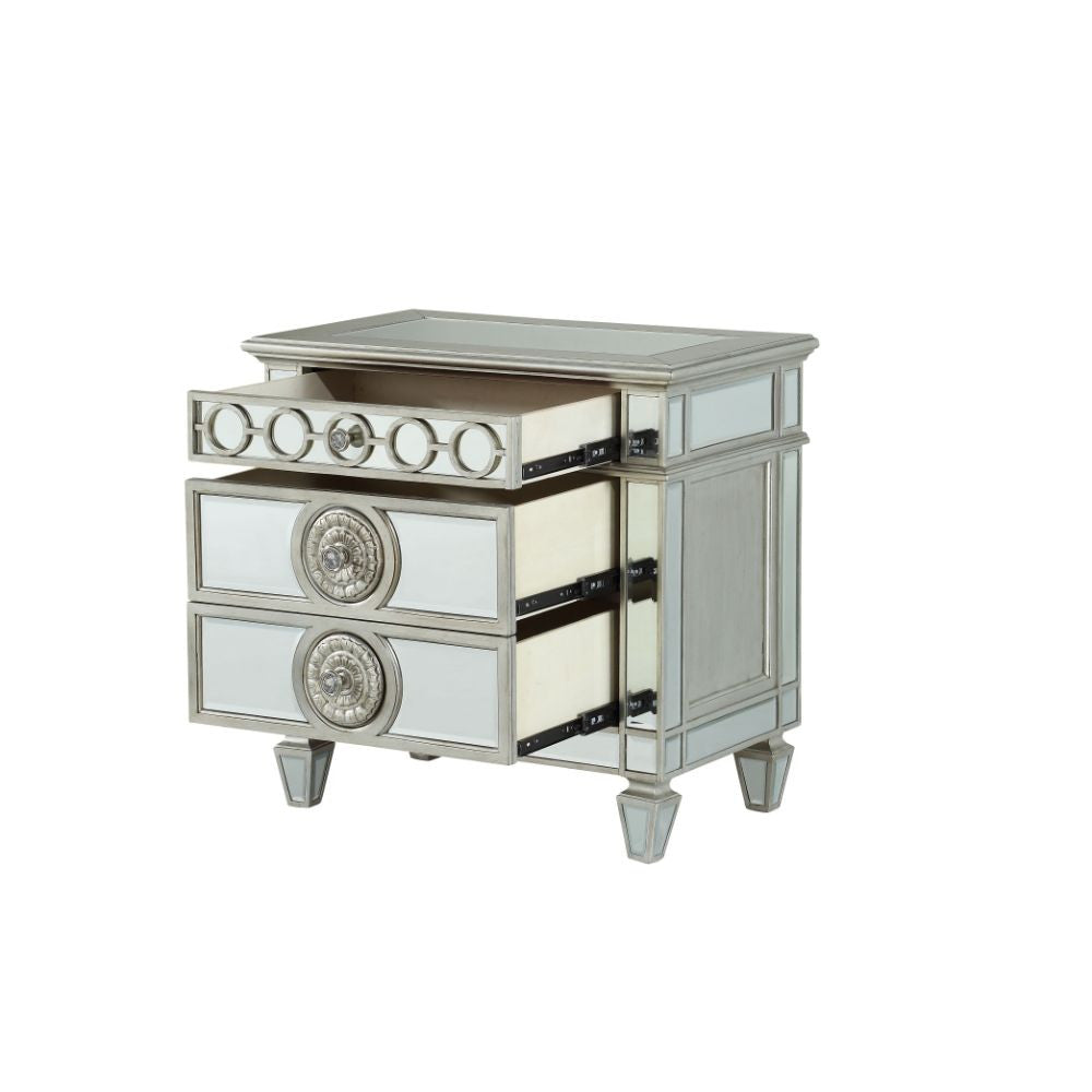 ACME 26153 Varian Nightstand, Mirrored