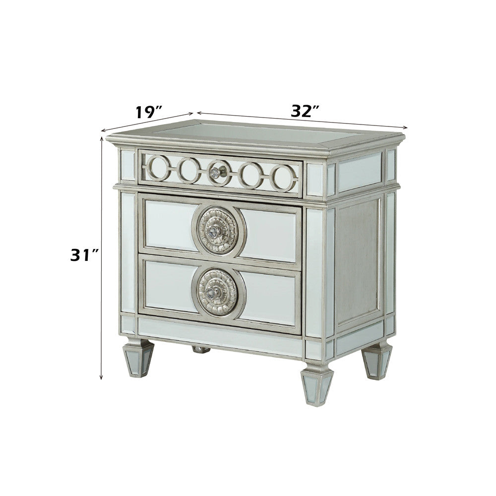 ACME 26153 Varian Nightstand, Mirrored