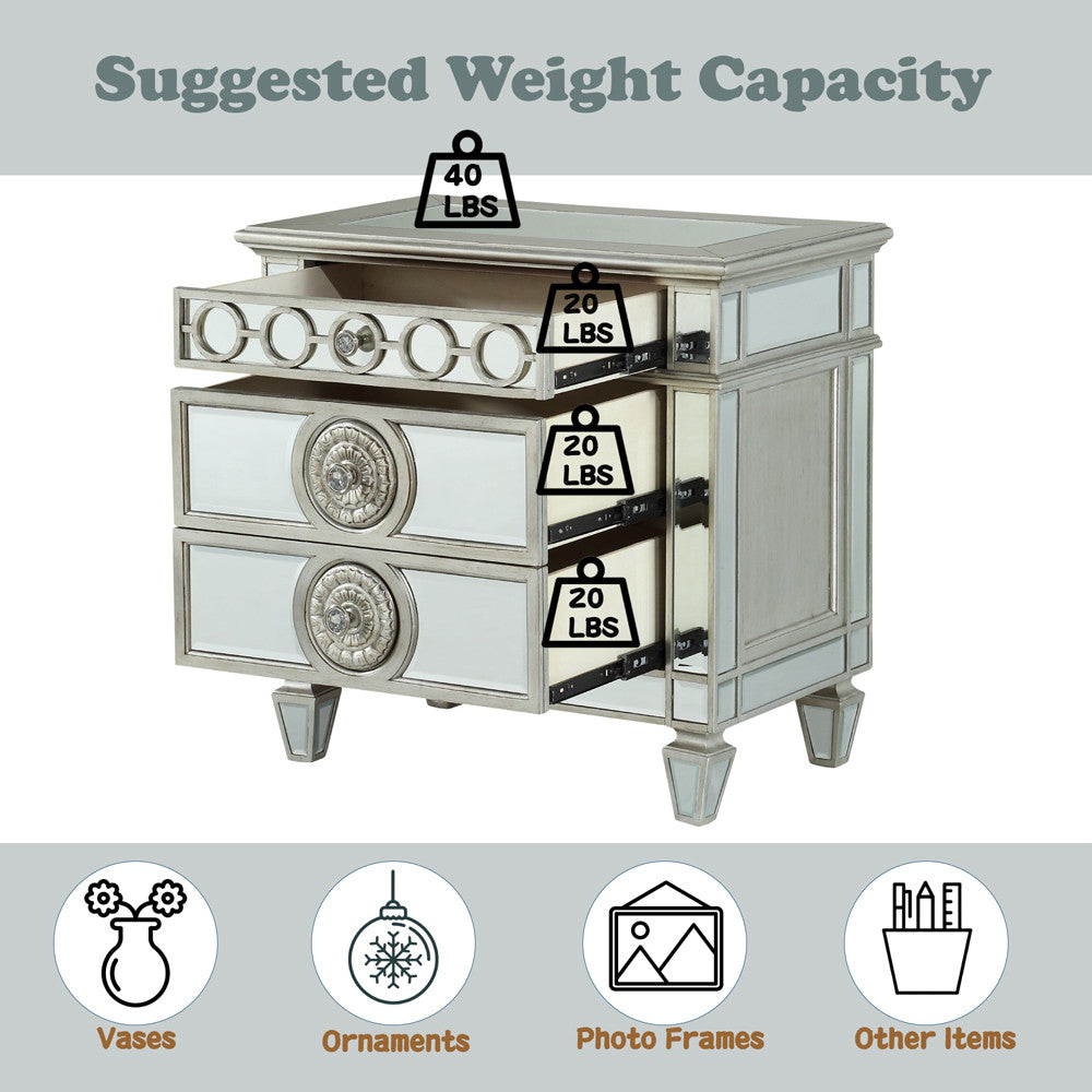 ACME 26153 Varian Nightstand, Mirrored