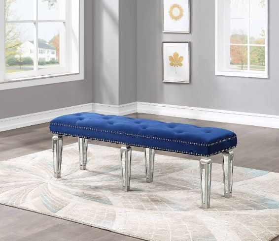 ACME 26157 Varian Bench, Blue Velvet & Mirrored  2