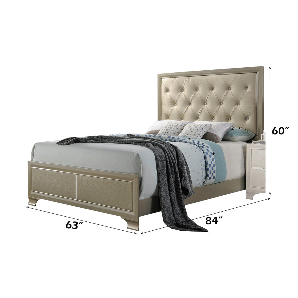 ACME 26240Q Carine Queen Bed, PU & Champagne (1Set/2Ctn)