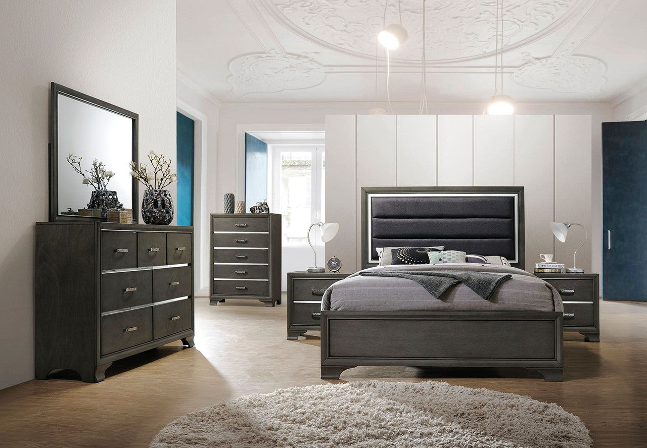 ACME 26260Q Carine II Queen Bed, Fabric & Gray (1Set/2Ctn)
