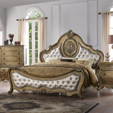 ACME 26307EK Ragenardus Eastern King Bed, PU & Vintage Oak (1Set/3Ctn)