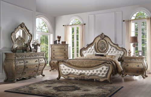 ACME 26310Q Ragenardus Queen Bed, PU & Vintage Oak (1Set/3Ctn)