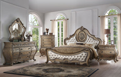 ACME 26310Q Ragenardus Queen Bed, PU & Vintage Oak (1Set/3Ctn)