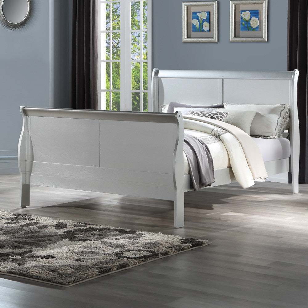 ACME 26697EK Louis Philippe III Eastern King Bed, Platinum (1Set/2Ctn)