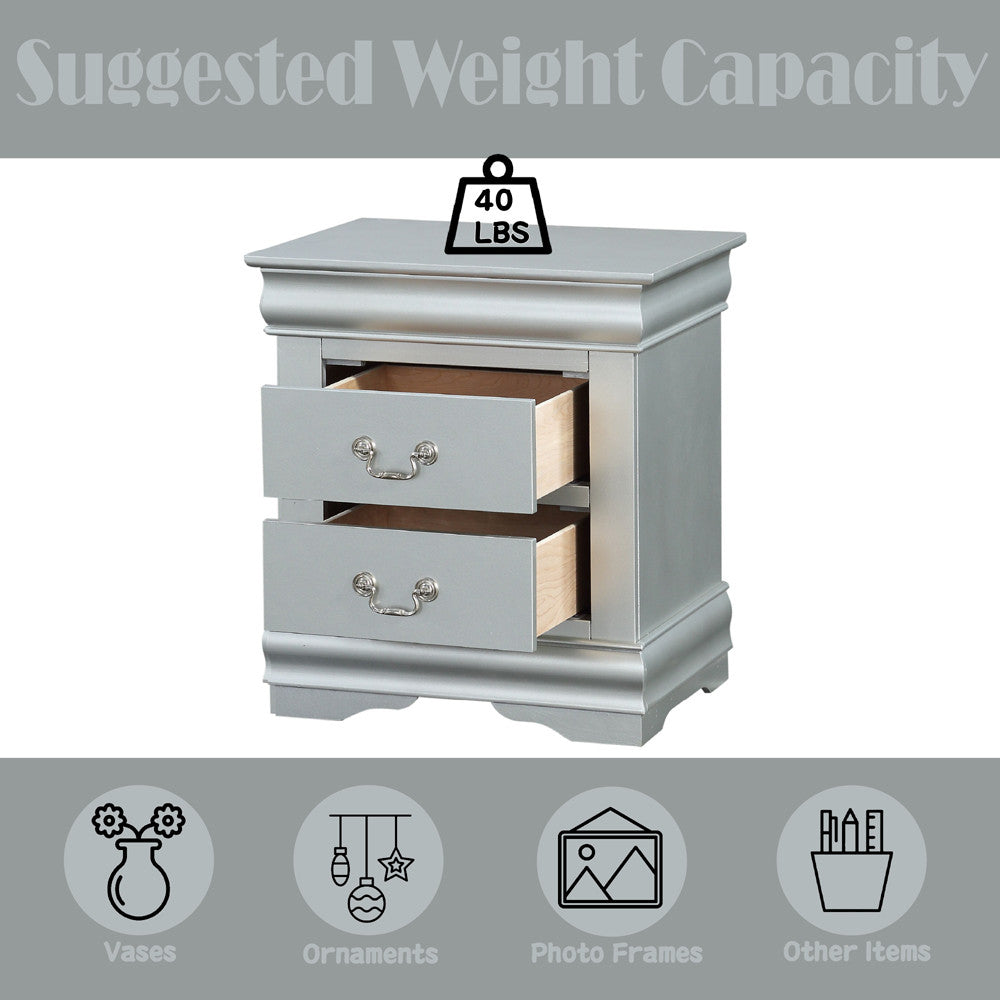 ACME 26703 Louis Philippe III Nightstand, Platinum