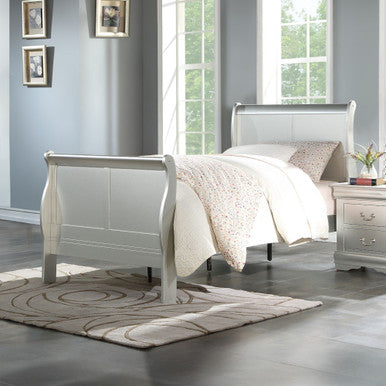ACME 26710T Louis Philippe III Twin Bed, Platinum (1Set/2Ctn)