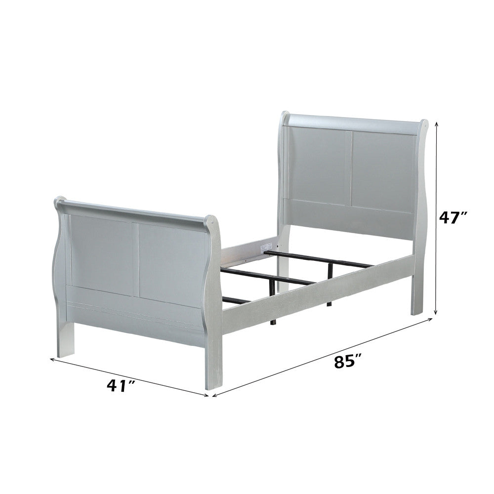ACME 26710T Louis Philippe III Twin Bed, Platinum (1Set/2Ctn)