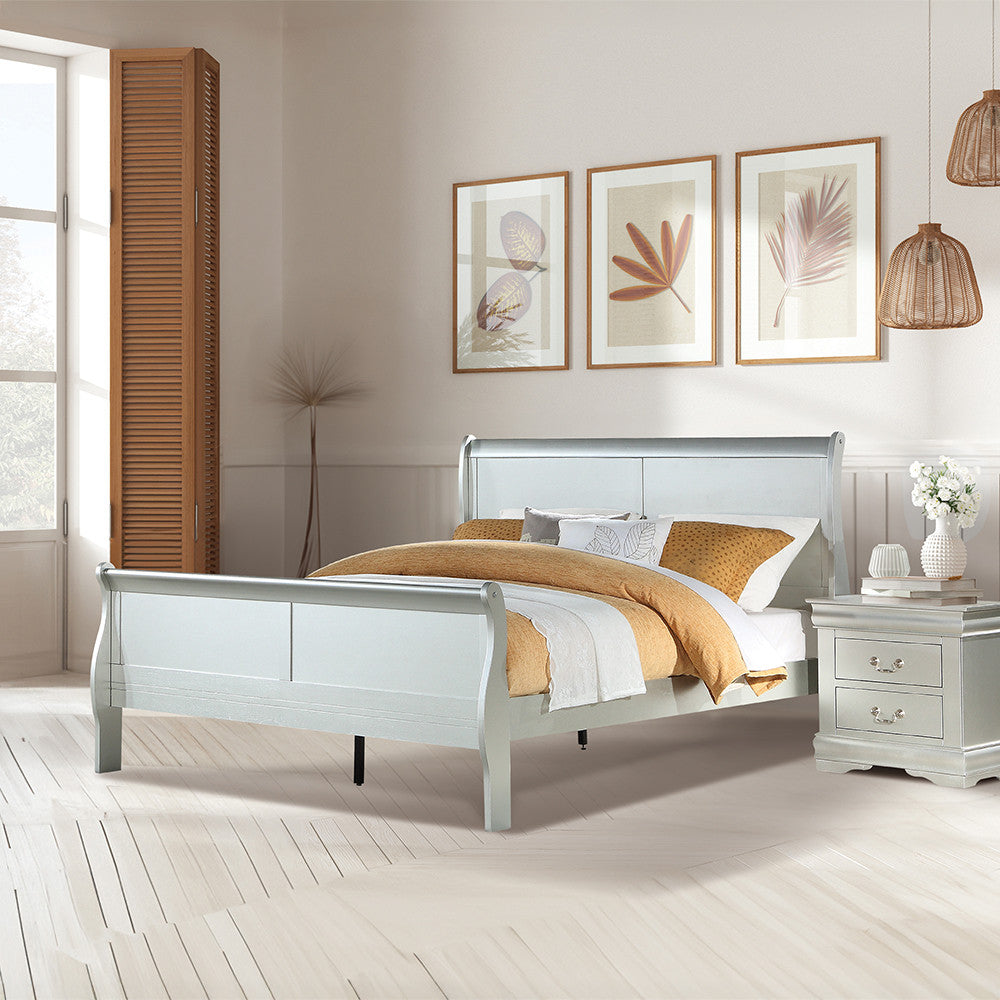 ACME 26727EK Louis Philippe Eastern King Bed, Platinum (1Set/2Ctn)