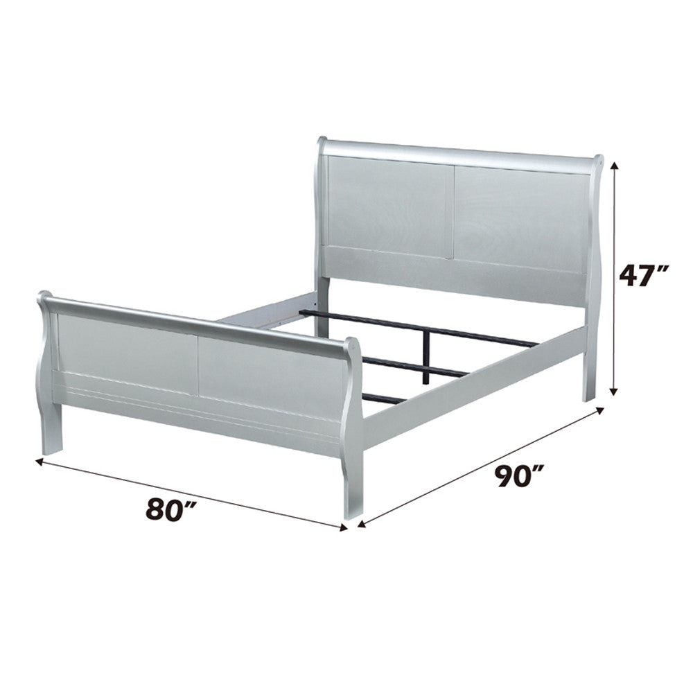 ACME 26727EK Louis Philippe Eastern King Bed, Platinum (1Set/2Ctn)