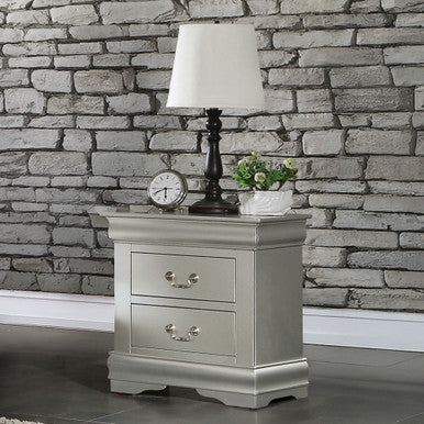 ACME 26733 Louis Philippe Nightstand, Platinum