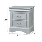 ACME 26733 Louis Philippe Nightstand, Platinum