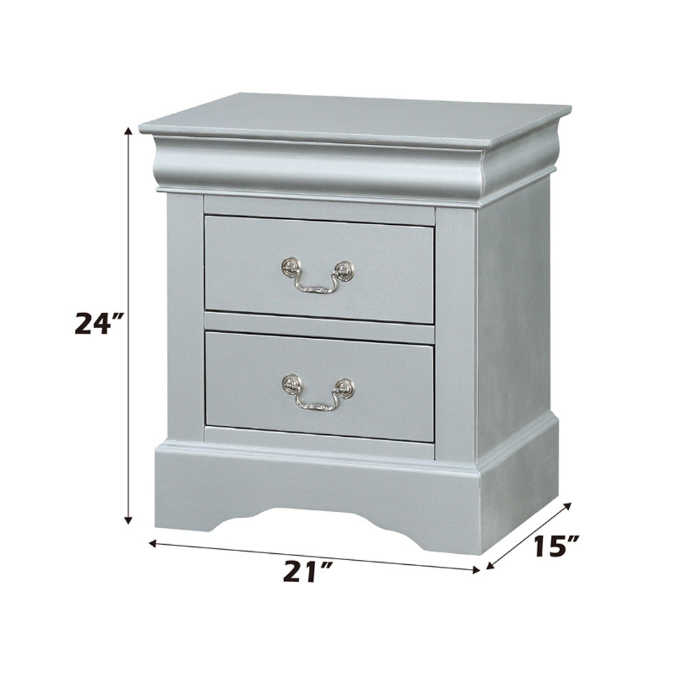 ACME 26733 Louis Philippe Nightstand, Platinum
