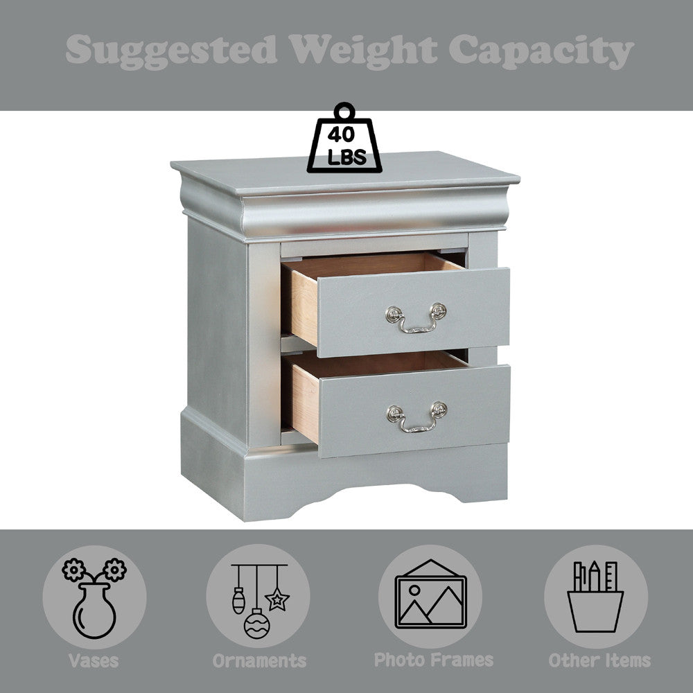 ACME 26733 Louis Philippe Nightstand, Platinum