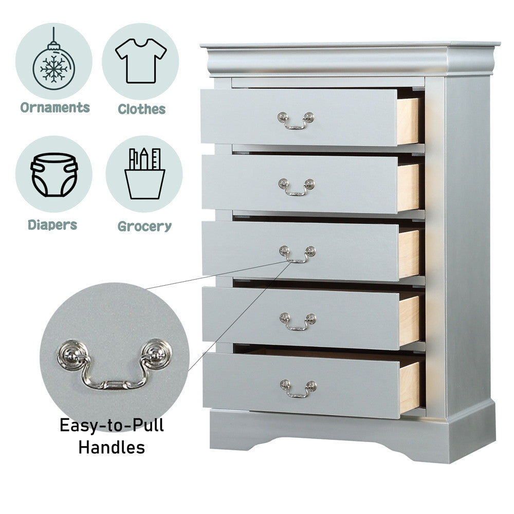ACME 26736 Louis Philippe Chest, Platinum