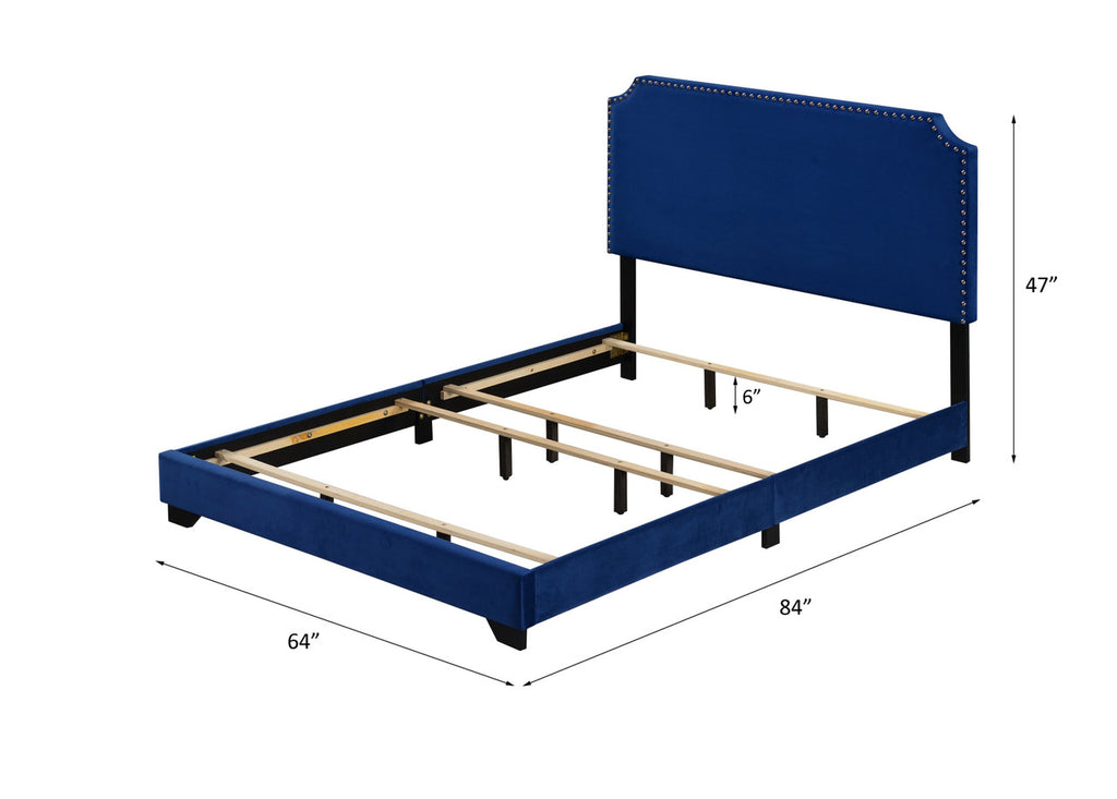 ACME 26760Q Haemon Queen Bed - Blue Fabric, Blue Fabric