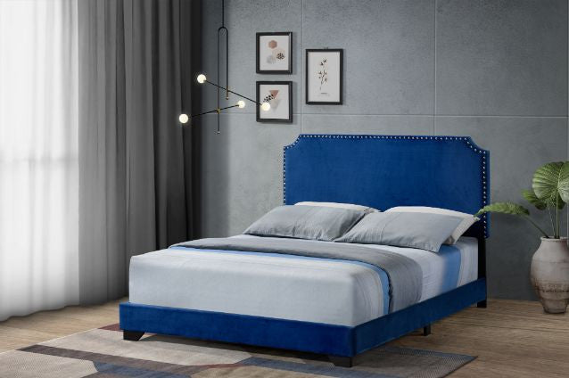 ACME 26760Q Haemon Queen Bed - Blue Fabric, Blue Fabric