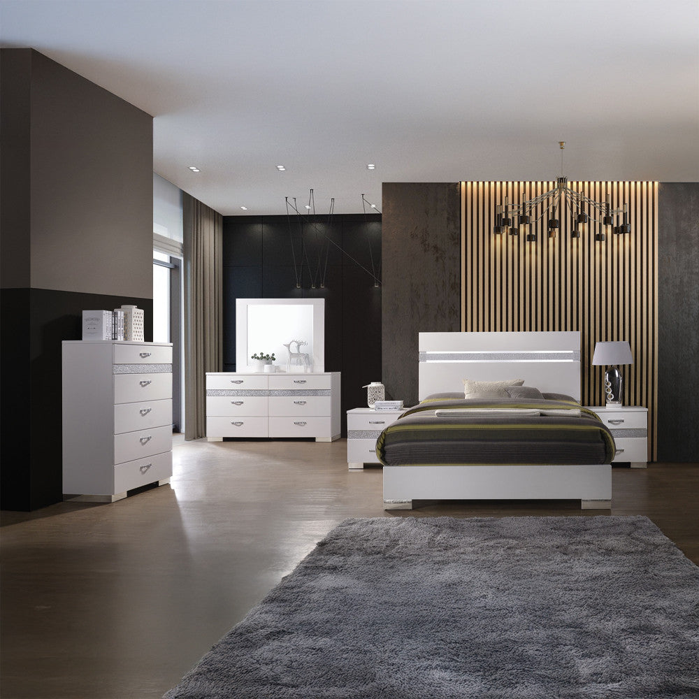 ACME 26770Q Naima II Queen Bed, White (High Gloss) (1Set/2Ctn)
