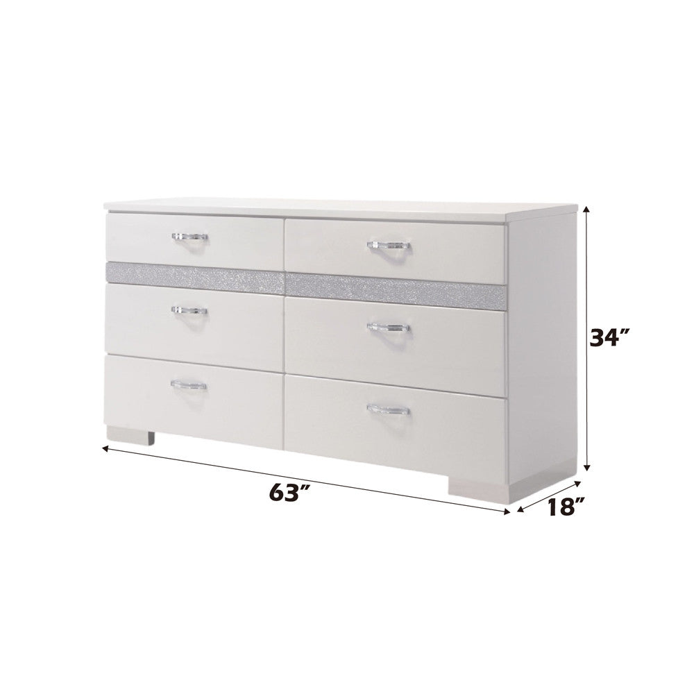 ACME 26775 Naima II Dresser, White (High Gloss)