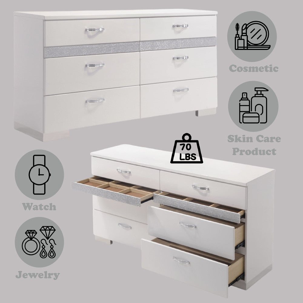 ACME 26775 Naima II Dresser, White (High Gloss)