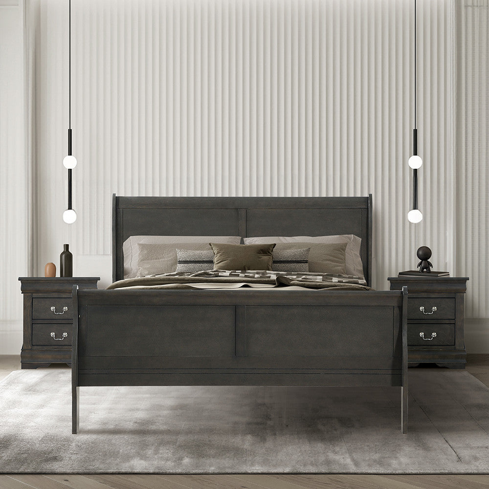 ACME 26787EK Louis Philippe Eastern King Bed, Dark Gray (1Set/2Ctn)