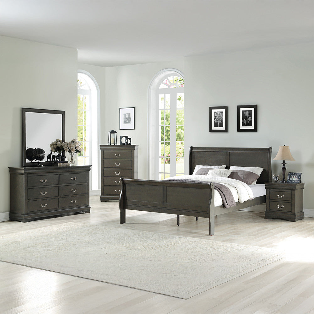 ACME 26787EK Louis Philippe Eastern King Bed, Dark Gray (1Set/2Ctn)