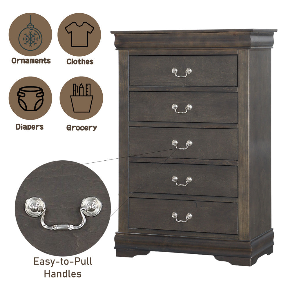 ACME 26796 Louis Philippe Chest, Dark Gray
