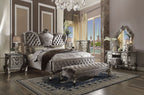 ACME 26820Q Versailles Queen Bed, Velvet & Antique Platinum (1Set/3Ctn)