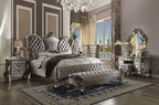 ACME 26820Q Versailles Queen Bed, Velvet & Antique Platinum (1Set/3Ctn)