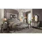 ACME 26834CK Versailles II California King Bed, Silver PU & Antique Platinum (1Set/3Ctn)