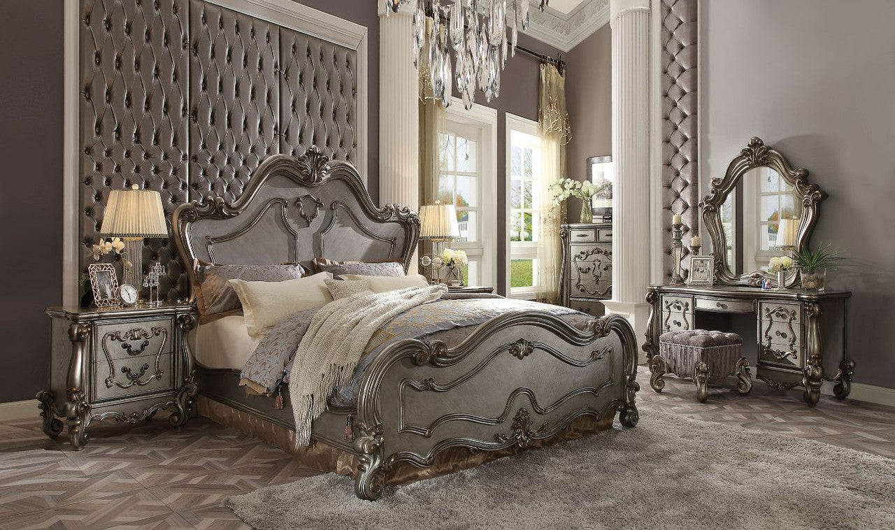 ACME 26860Q Versailles Queen Bed, Antique Platinum (1Set/3Ctn)