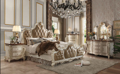 ACME 26900Q Picardy Queen Bed, PU & Antique Pearl (1Set/3Ctn)