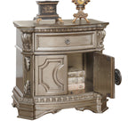 ACME 26935 Northville Nightstand with Wooden Top, Antique Silver