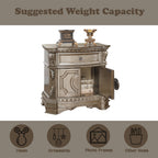 ACME 26935 Northville Nightstand with Wooden Top, Antique Silver