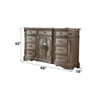 ACME 26938 Northville Dresser with Wooden Top, Antique Silver