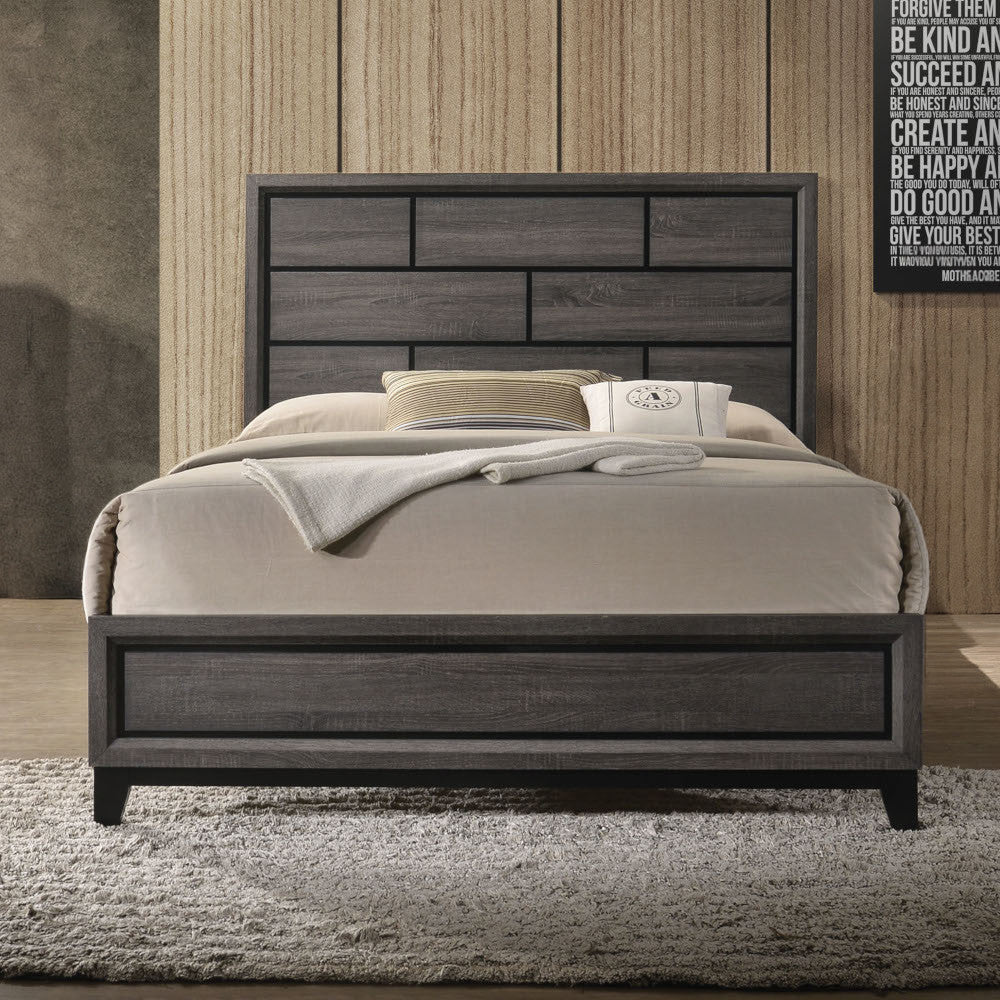 ACME 27050Q Valdemar Queen Bed, Weathered Gray (1Set/2Ctn)