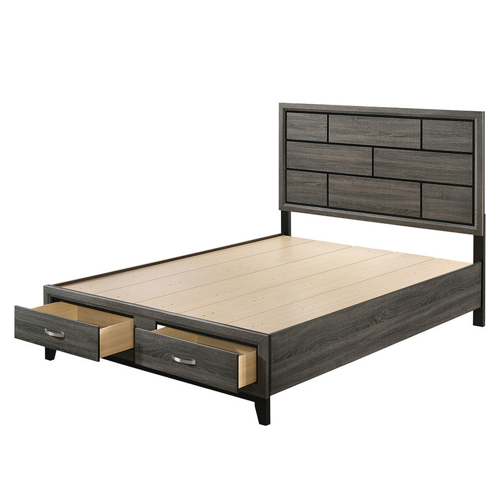 ACME 27057EK Valdemar Eastern King Bed with Storage, Weathered Gray