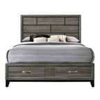 ACME 27057EK Valdemar Eastern King Bed with Storage, Weathered Gray  1