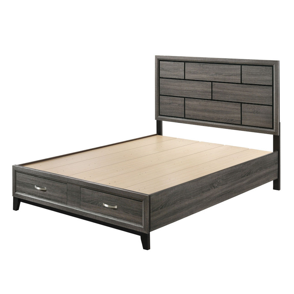 ACME 27057EK Valdemar Eastern King Bed with Storage, Weathered Gray  2