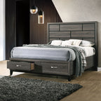 ACME 27057EK Valdemar Eastern King Bed with Storage, Weathered Gray  4