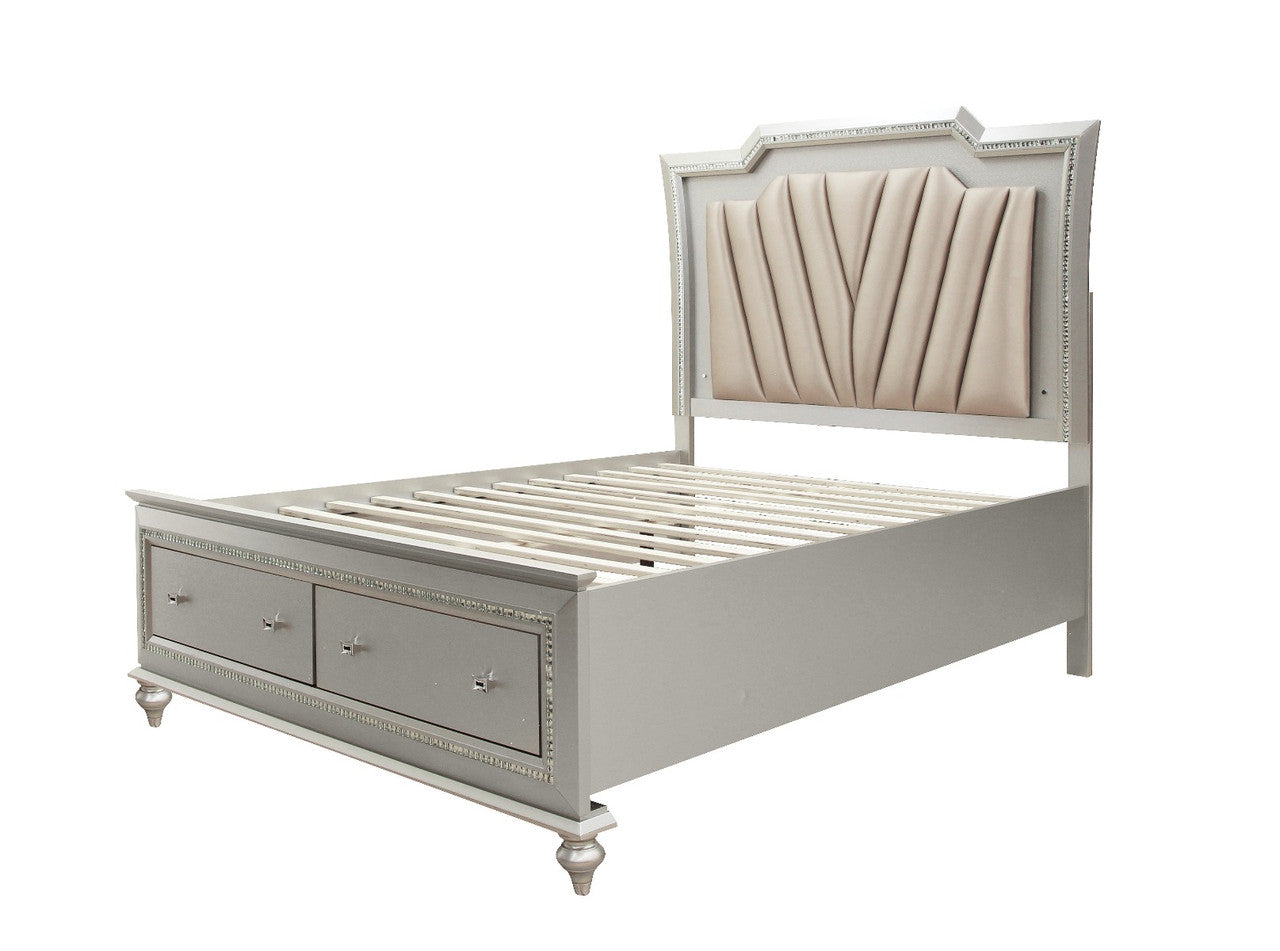 ACME 27224CK Kaitlyn California King Bed, PU & Champagne (1Set/4Ctn)