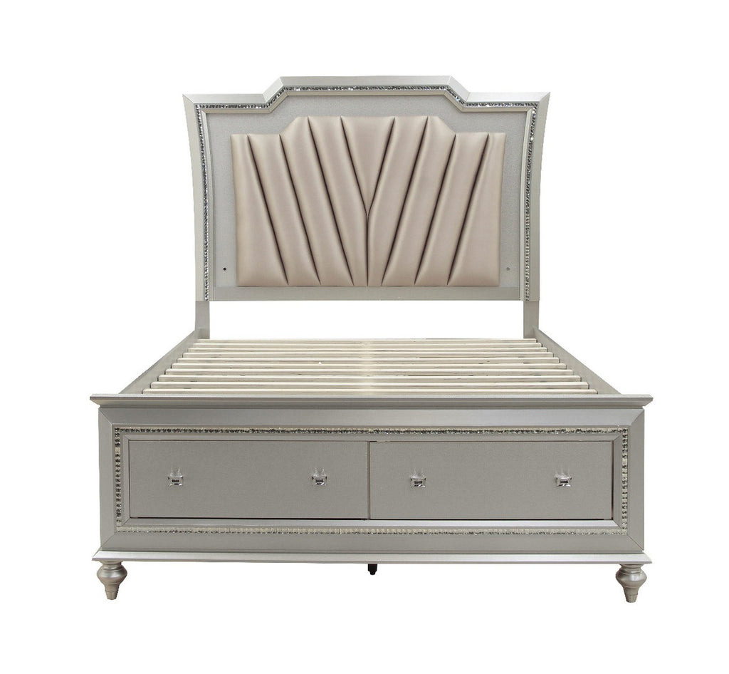ACME 27227EK Kaitlyn Eastern King Bed, PU & Champagne (1Set/4Ctn)