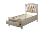 ACME 27240T Kaitlyn Twin Bed with Storage, PU & Champagne