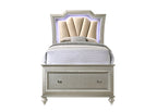 ACME 27240T Kaitlyn Twin Bed with Storage, PU & Champagne