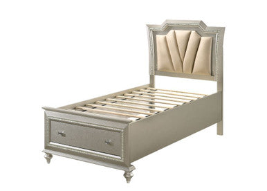 ACME 27245F Kaitlyn Full Bed with Storage, PU & Champagne
