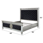 ACME 27350Q Varian Queen Bed, Black Velvet & Mirrored  1