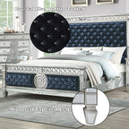 ACME 27350Q Varian Queen Bed, Black Velvet & Mirrored  2